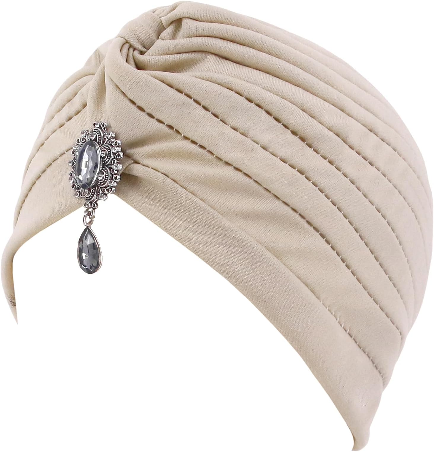 Surkat African Pleated Twist Turban Headwrap Stretch Indian Hair Loss Hat Beanie for Women