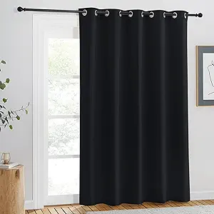 NICETOWN Blackout Curtain Drape 84 inches Length - Light Reducing Thermal Insulated Solid Grommet Blackout Window Treatment for Living Room (1 Piece, W66 x L84, Black)