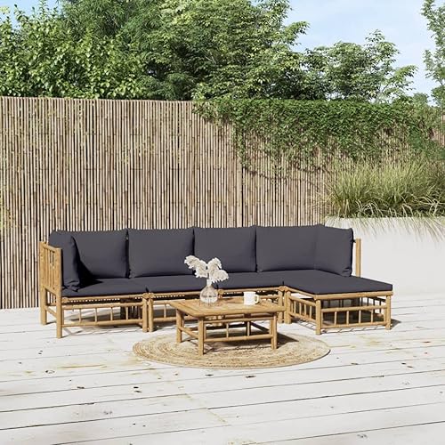 Miniatura 49 de 5 Piece Bamboo Garden Lounge Set Outdoor Patio Furniture with Beige Cushions, Natural Bamboo Rectangular Seating Set for Backyard, Porch, and