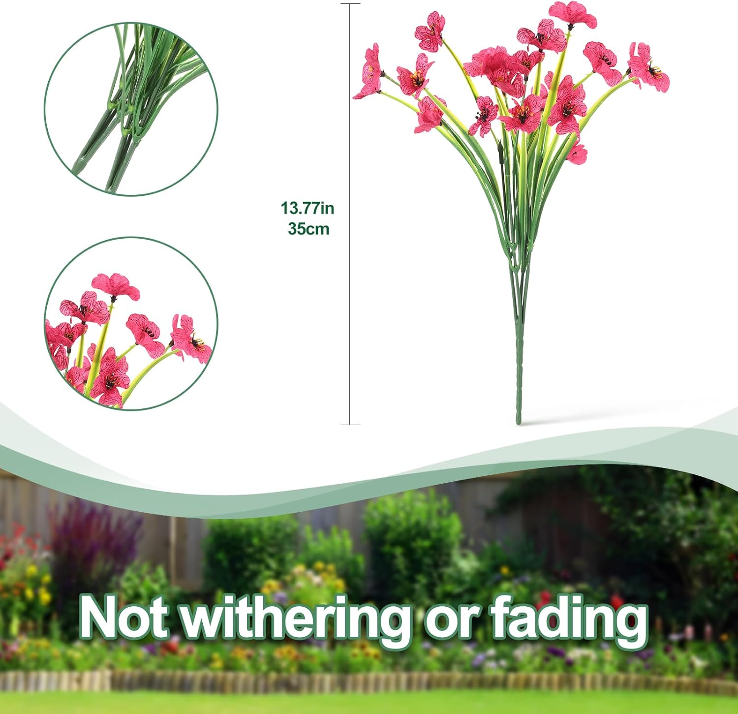 22 Bunches of Outdoor Artificial Flowers, UV Resistant Fake Flowers Artificial Silk Flowers with Plastic Plants for Indoor Outdoor Front Porch Hanging Planter Decoration (22, Rose Red) - Image 7