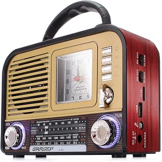 Caixa Som Retrô Portátil Bluetooth Grasep D-f9 Sd Fm Am Sw