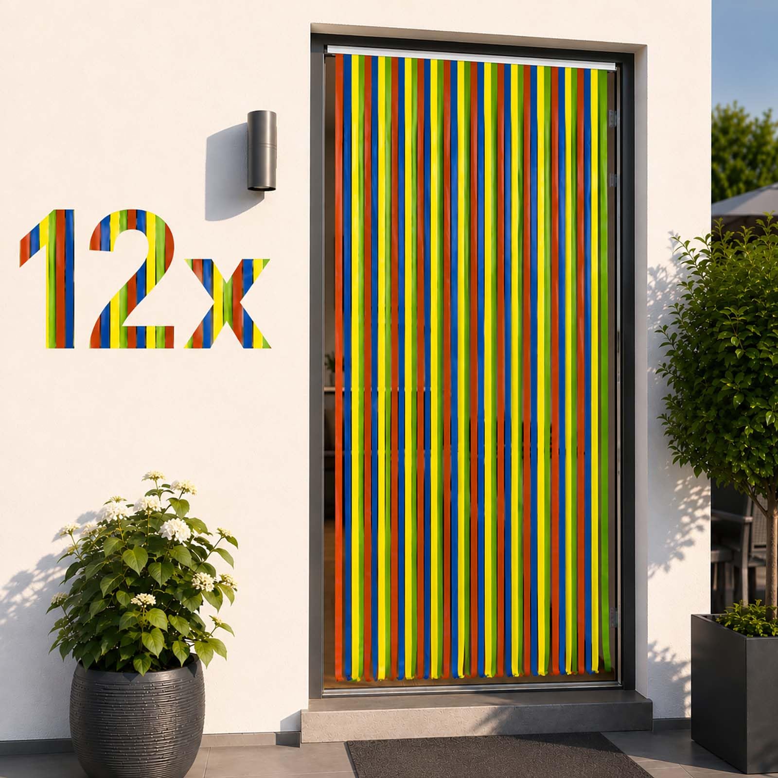 BURI 12x Tür Streifenvorhang Insektenschutz 90x200 cm Sichtschutz Kunststoff