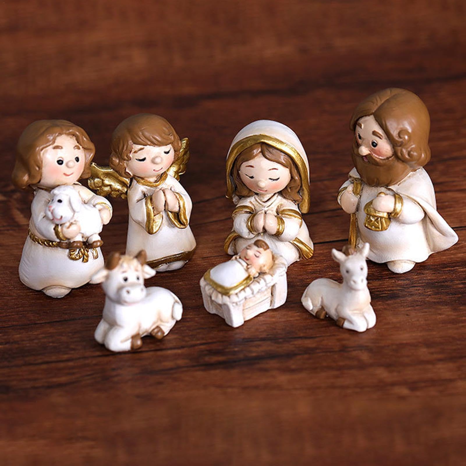 Crèche De Noël En Résine - 12 Figurines De La Nativité Peintes à La Main - Décoration De Table, Maison, Jardin - 4