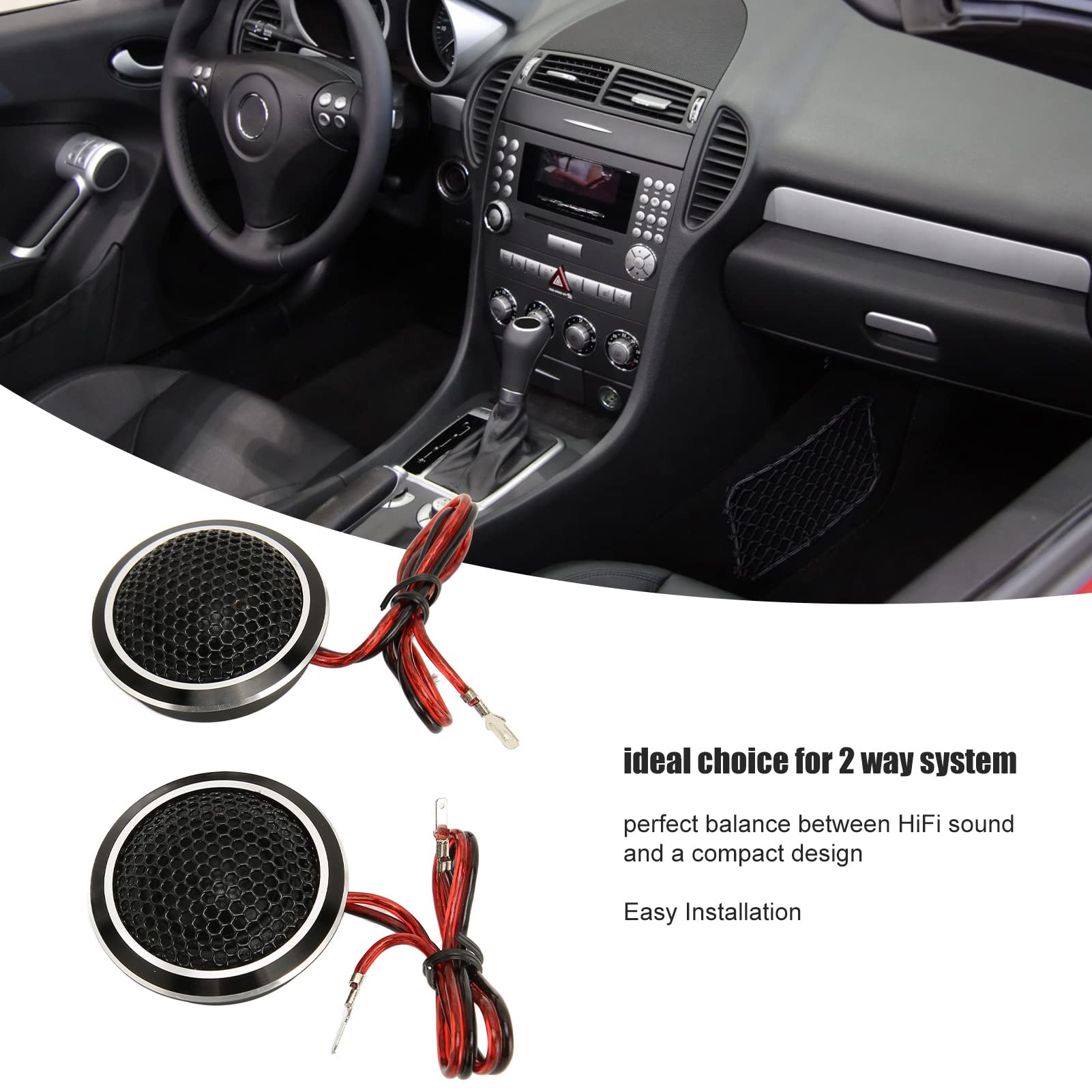Par de Tweeters depara Automóvil de 320 W, Muy Ruidosos y Nítidos, Altavoz de Tweeters de Cúpula de 25 Mm y 150 W para Todos los Sistemas de Sonido del Automóvil, Amplio Rango de