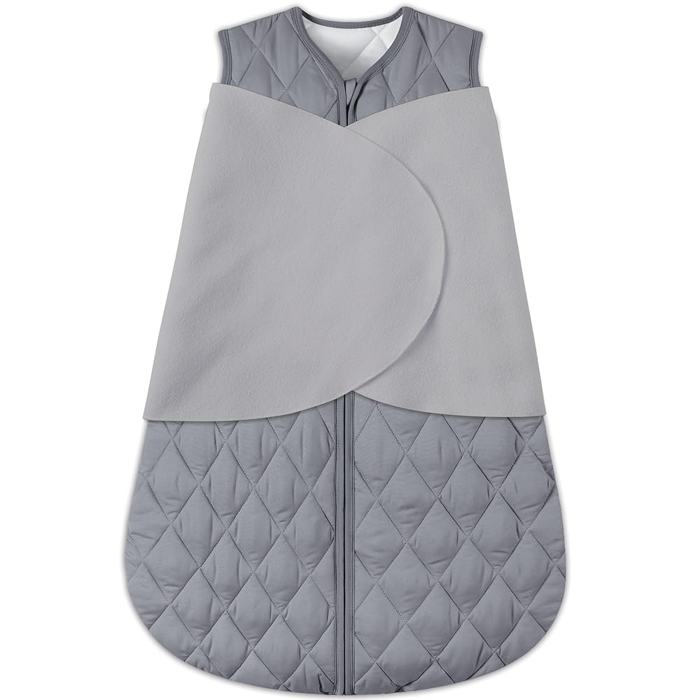 BSTOPPT Newborn Sleep Sack Baby Swaddle,3-Way Adjustable Wearable Blanket,Swaddling Sleeping Bag,TOG 2.5 (Gray, 6-12 Months)