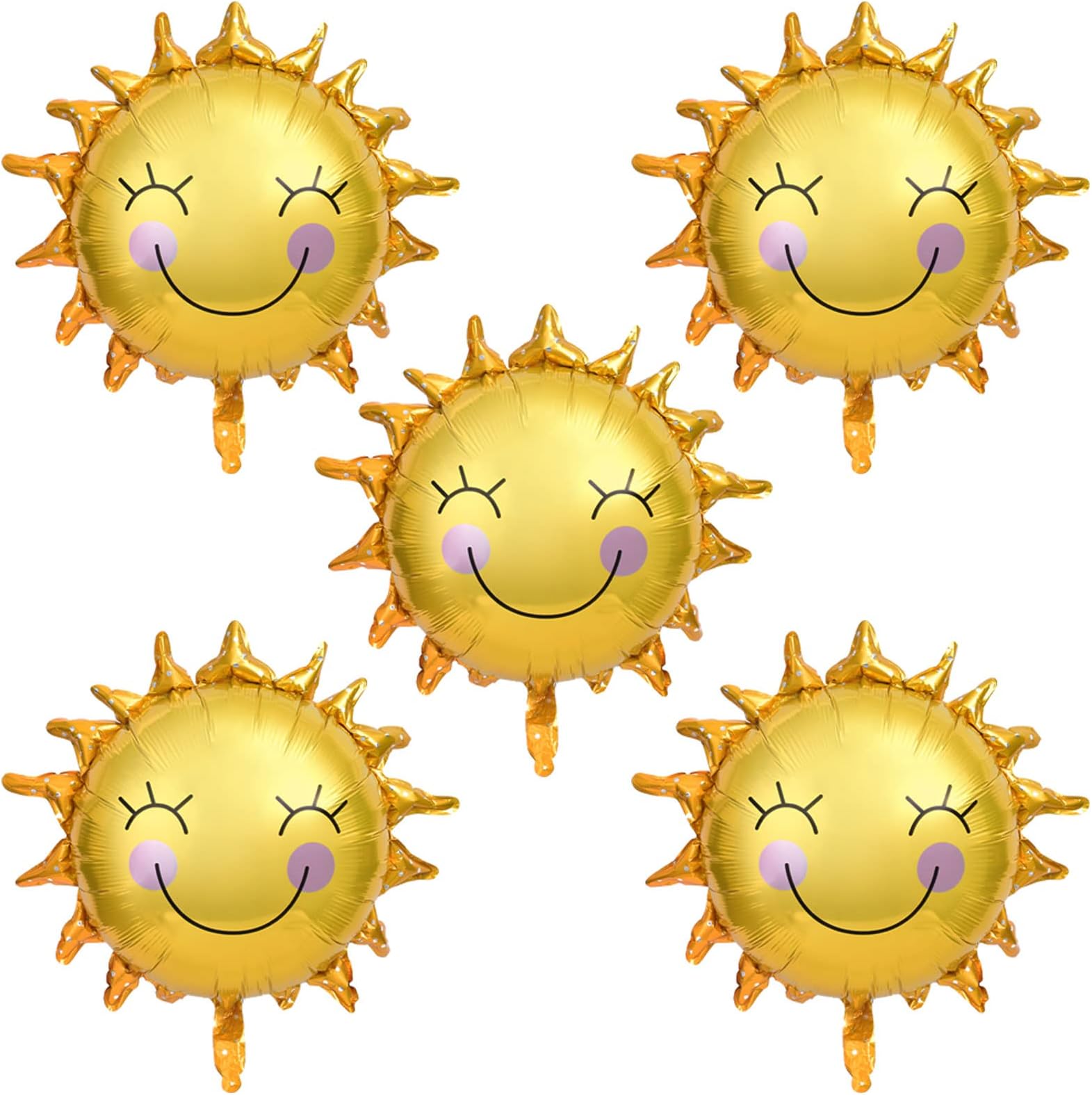 Sun Flower Foil Balloons Smiley Sunshine Sun Aluminum Balloon Birthday Wedding Decoration 26 Inch, 5 Pcs