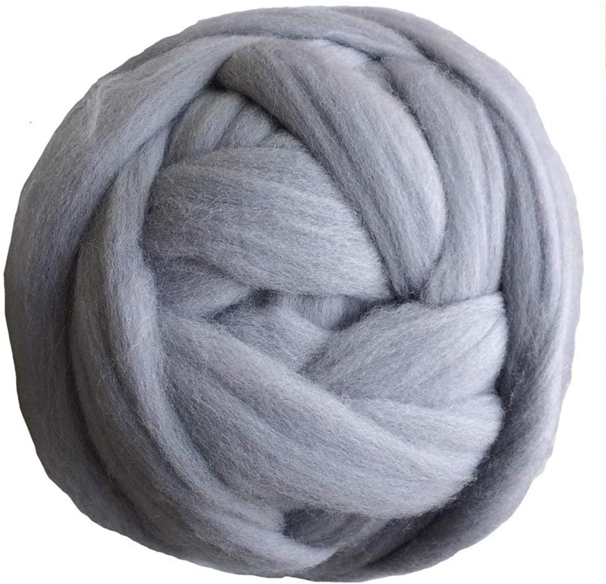 Giant Merino Wool Yarn Chunky Arm Knitting Super Soft Wool Yarn Bulky Wool Roving for Chunky Knitting Blanket Light Gray 5 lbs