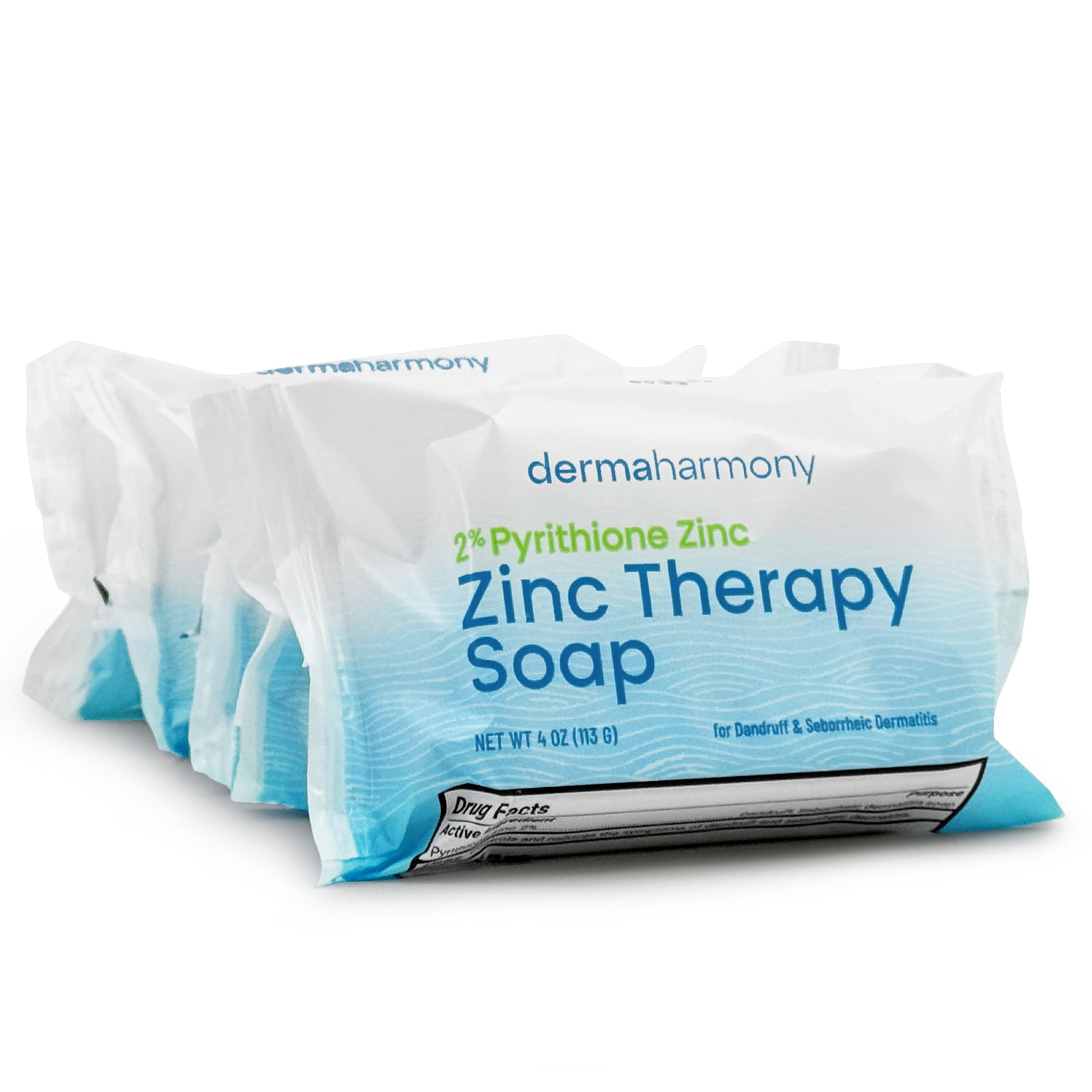 Dermaharmony Set of 5 2% Pyrithione Zinc (ZnP) Bar Soap 4 oz - Crafted for Those with Skin Conditions - Seborrheic Dermatitis, Dandruff, etc.