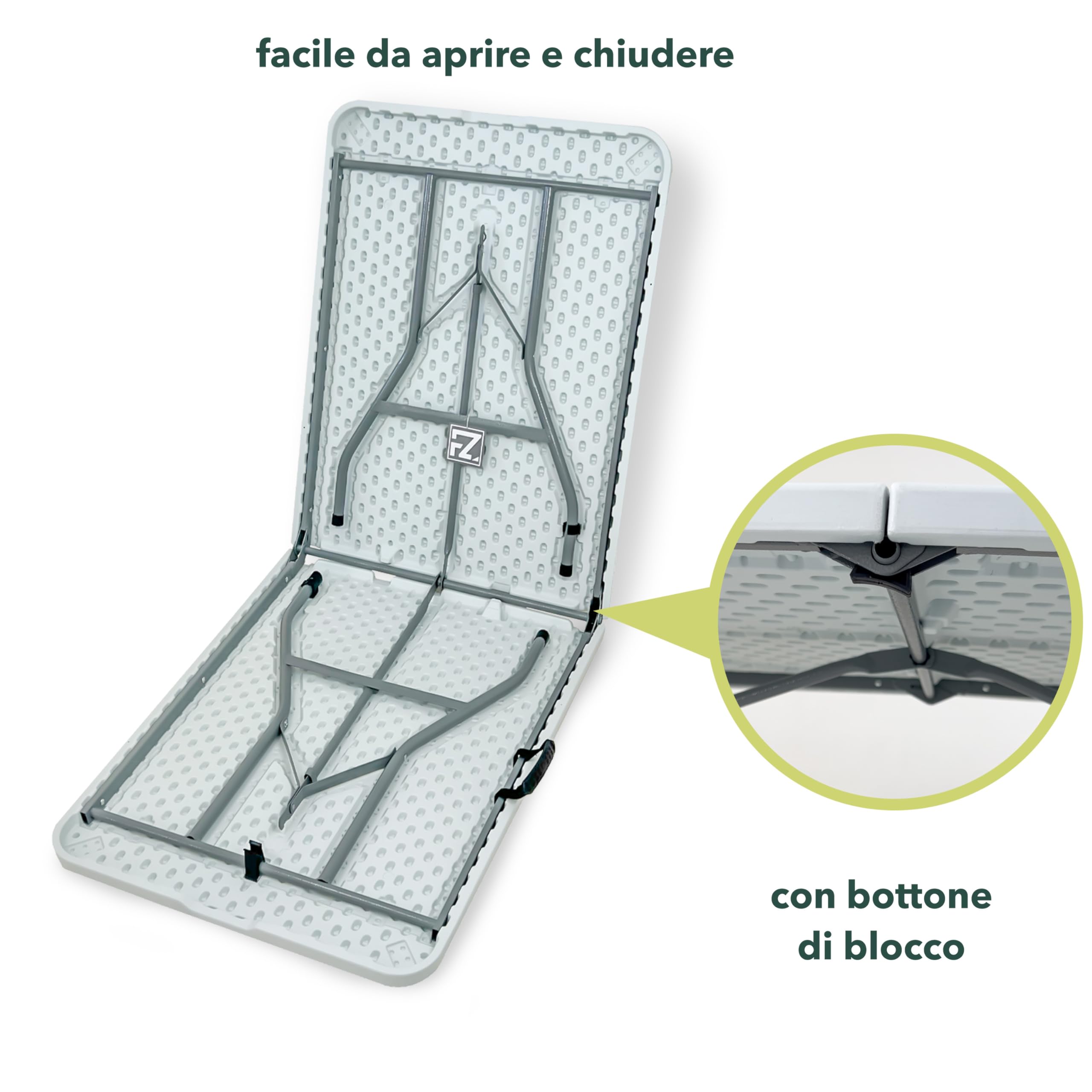 Tavolo Picnic Pieghevole 180x70x74 cm Bianco – Tavolo da Esterno e Giardino