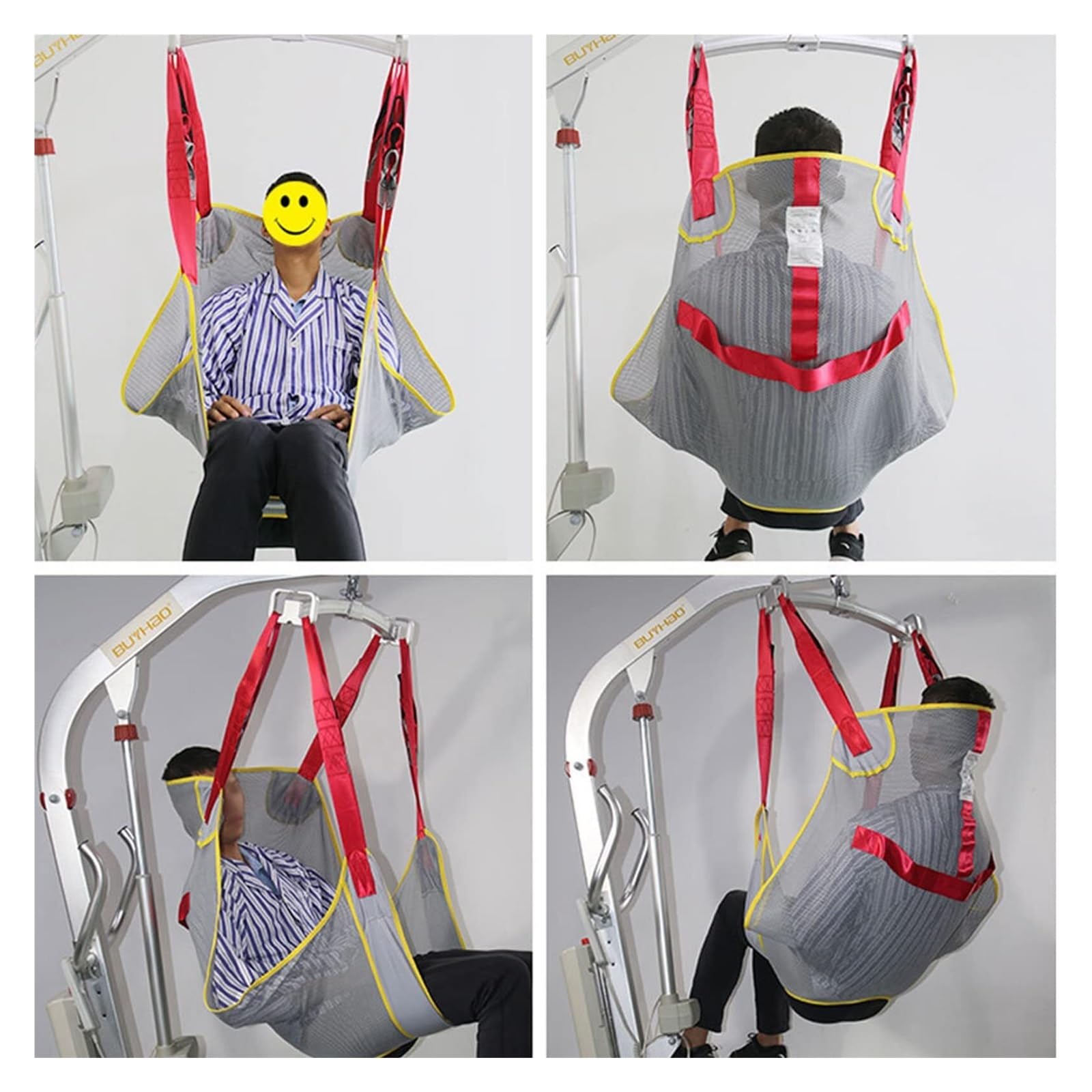 Elevador de pacientes para baño y transferencias, cinturón de apoyo de cuerpo completo con trabillas acolchadas para las piernas y reposacabezas, cinturón de salud ajustable de 4 puntos para ancianos