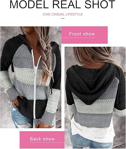 Vista 3 de Acelitt Womens Casual Long Sleeve Zip Up Hooded Sweatshirts Hoodies with Pockets, S-XXL