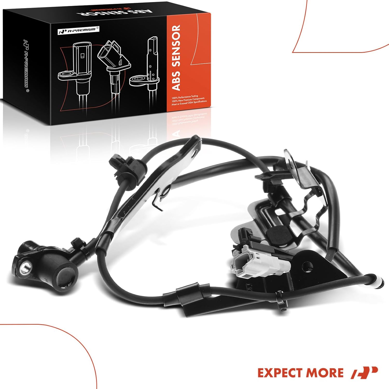 A-Premium ABS Wheel Speed Sensor Compatible with Toyota Models - Sienna 2001-2007, Tundra 2000-2006 - Front Right Passenger Side, Replace# 89542-0C010, 895420C010