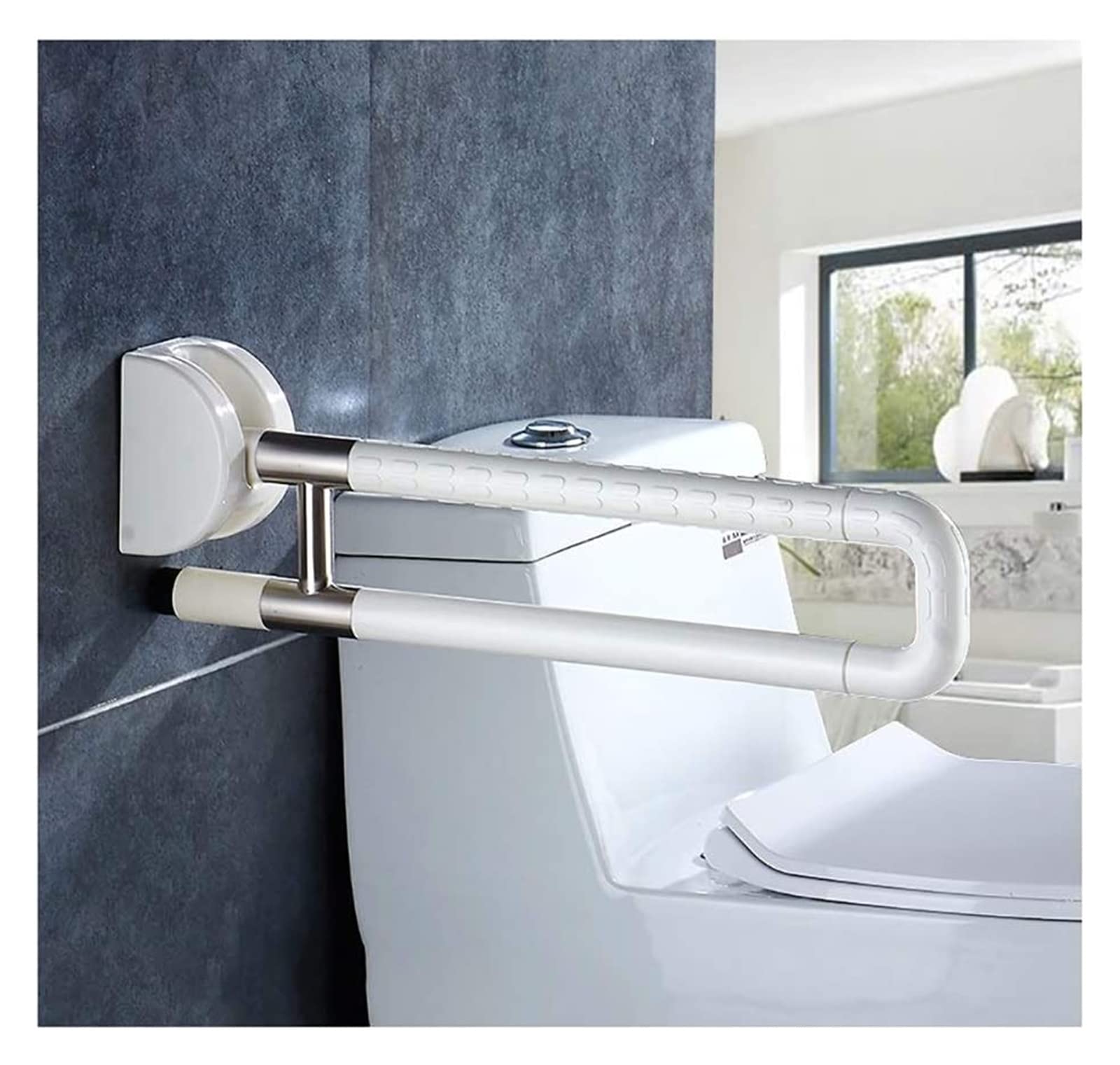 Agarraderas Barras de seguridad for bañera con acabado de nailon antideslizante, pasamanos plegables en forma de U de acero inoxidable, barra de seguridad abatible for inodoro