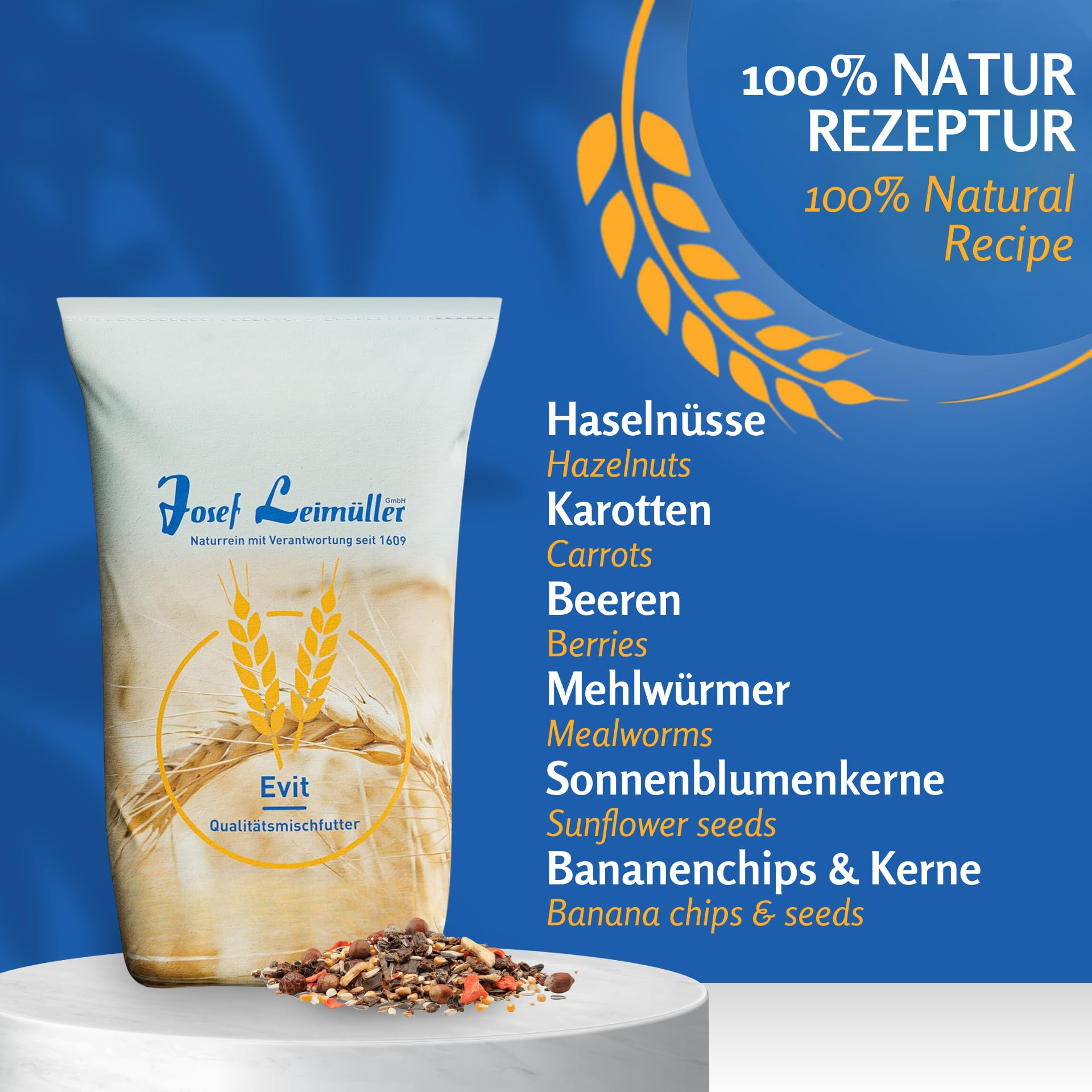 Leimüller Mangime Premium scoiattoli 5kg - Noci, Cereali & camole - Nutriente & naturale per scoiattoli e tamie - Qualità Austriaca dal 1609