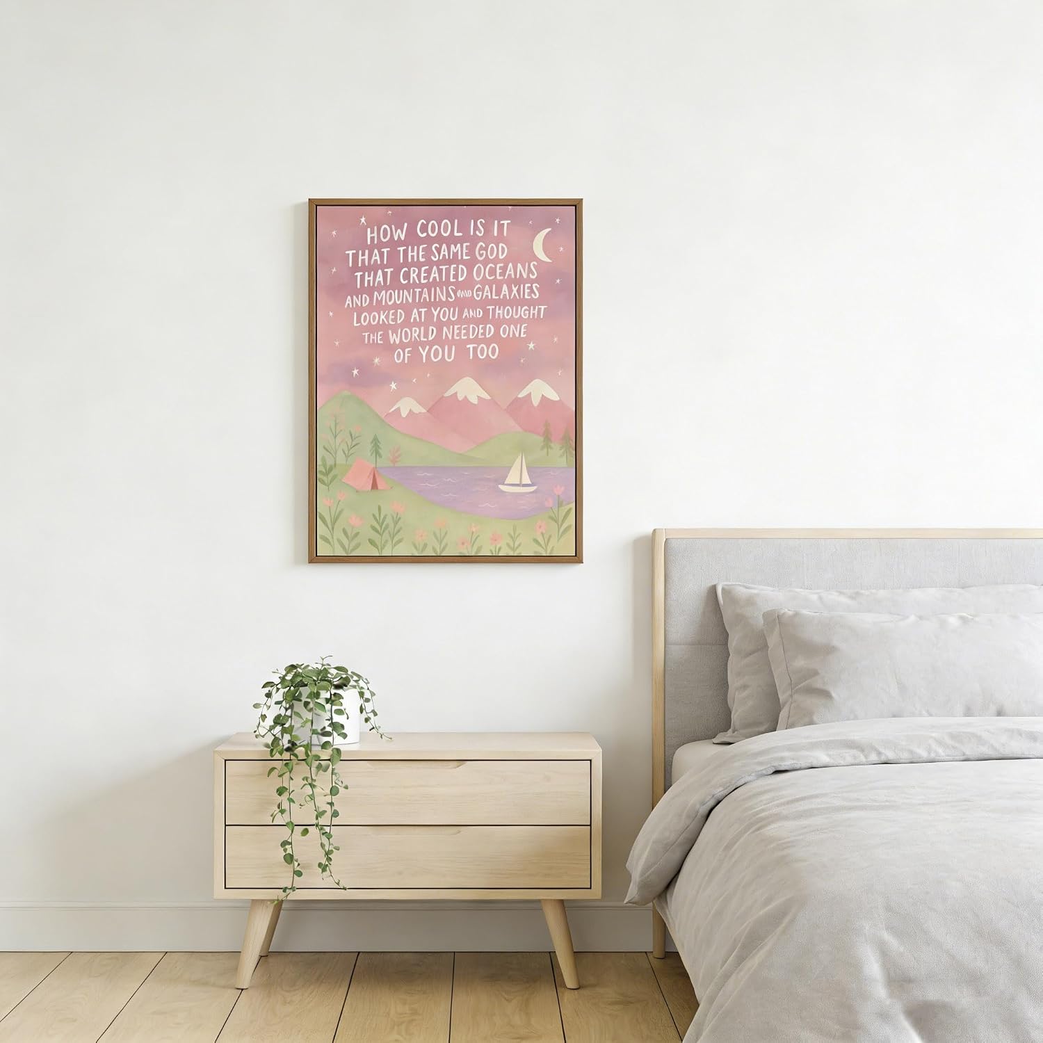Paivovi Framed Same God Creation Inspirational Christian Bible Canvas Art,Mountain Nursery Decor,Pink Set of Christian Girl Bedroom Dorm for Girly Adoption Gift 12x16in image 5