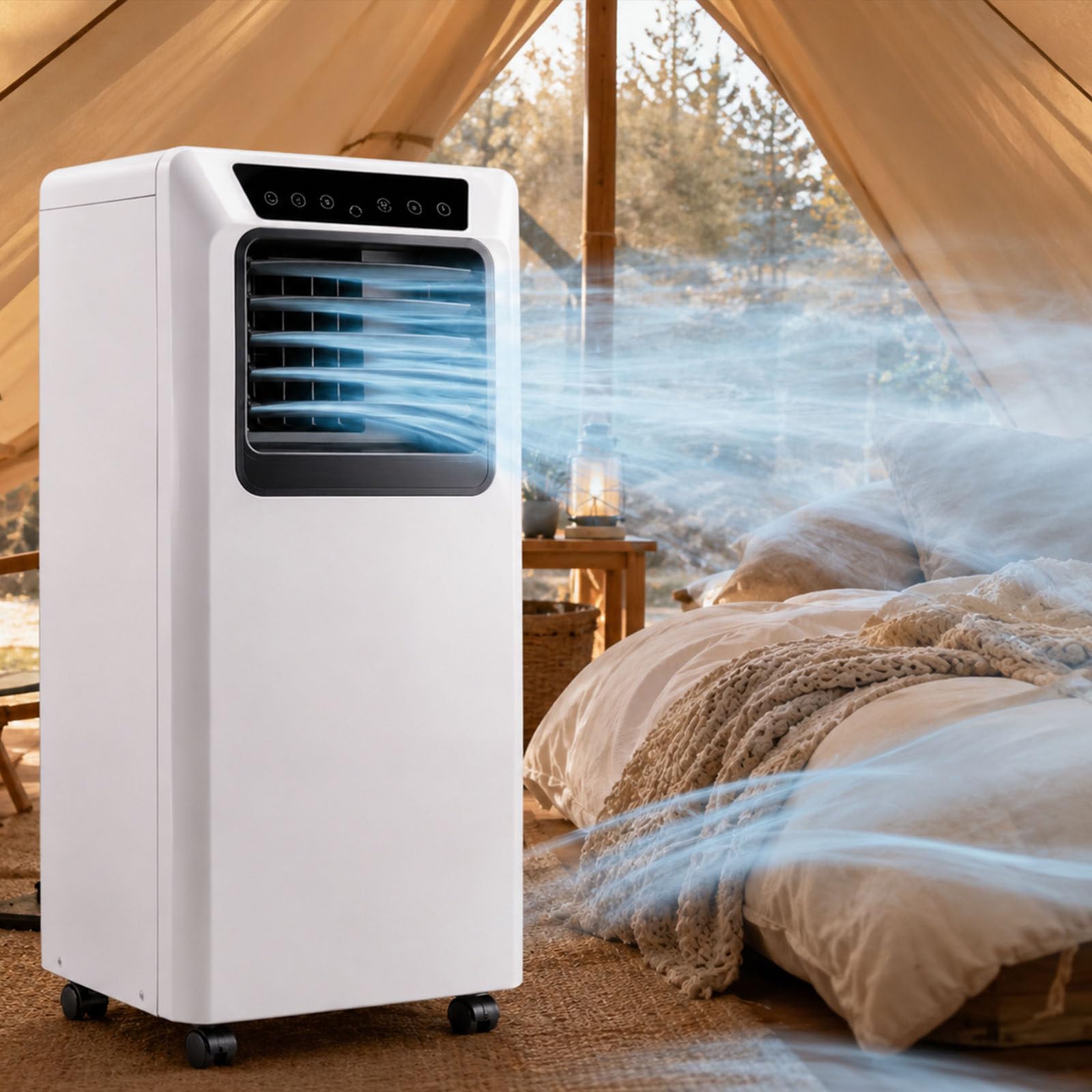 Smafoseedding Multicolor Portable Air Conditioner, Mobile Air Conditioner & 86 Pint Dehumidifier, Portable Air Cooler 120° Oscillating Dual-Turbine, Remote, Self-Evaporating, For Home, Office, Bedroom 9000Btu