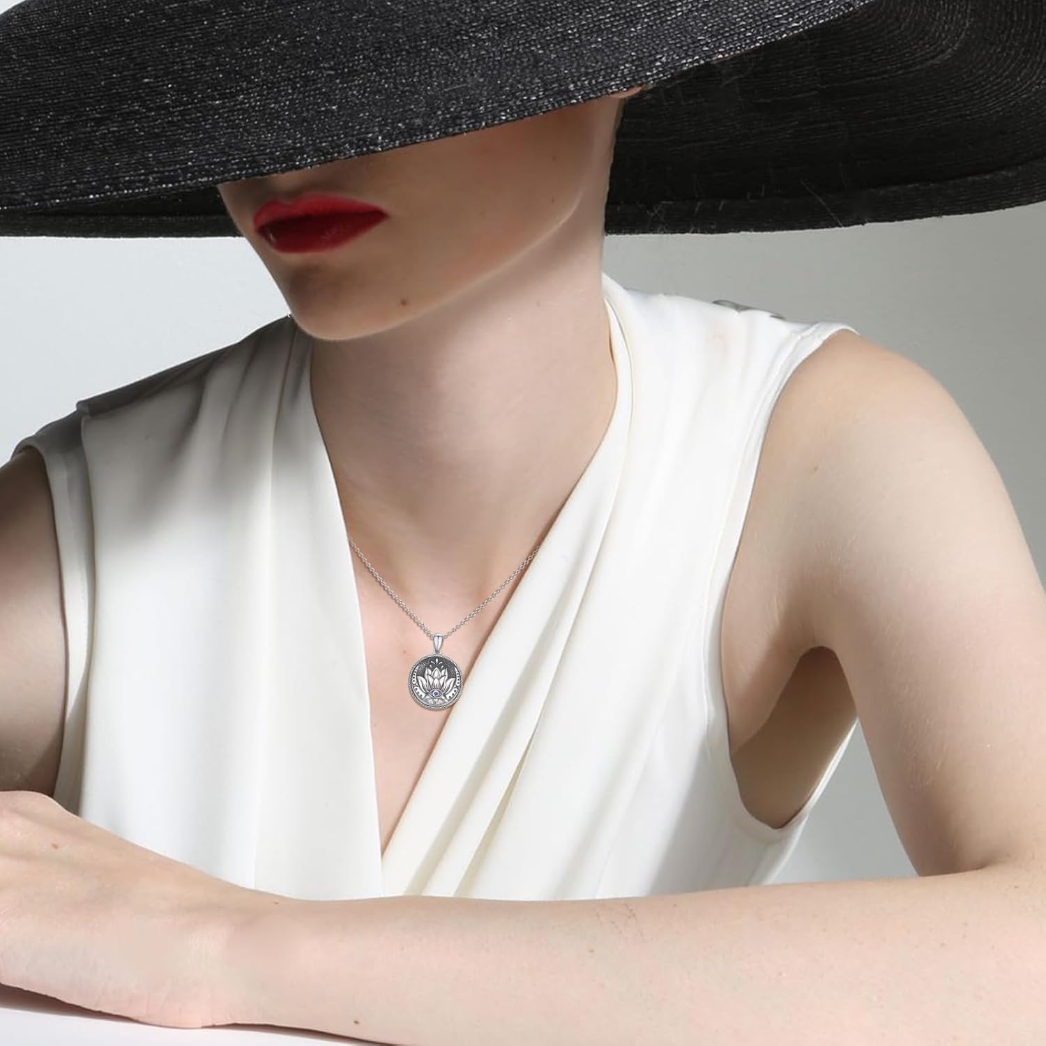 Evil Eye Necklace for Women 925 Sterling Silver, Protection Necklace with Blue Evil Eye Charm, Evil Eye/Lotus Pendant Jewelry, Birthday Christmas Gifts for Her - Image 4