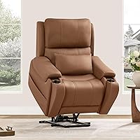 CHITA Power Lift Recliner for Elderly: Genuine Leather Electric Chair with Heat, Massage, Cup Holders & Lumbar Support