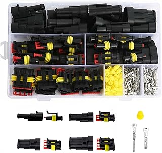 AuInLand 26 Sets Waterproof Electrical Connector Car Wire Connector Plug Kit Terminal Plug Socket Kit for Motorcycle Car Truck Boat (1 Pin 8 Set, 2 Pin 6 Set, 3 Pin 6 Set, 4 Pin 6 Set)