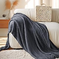 Vista 101 de inhand Knitted Throw Blankets for Couch and Bed, Soft Cozy Knit Blanket with Tassel, Black Lightweight Decorative Blankets and Throws, Farmhouse