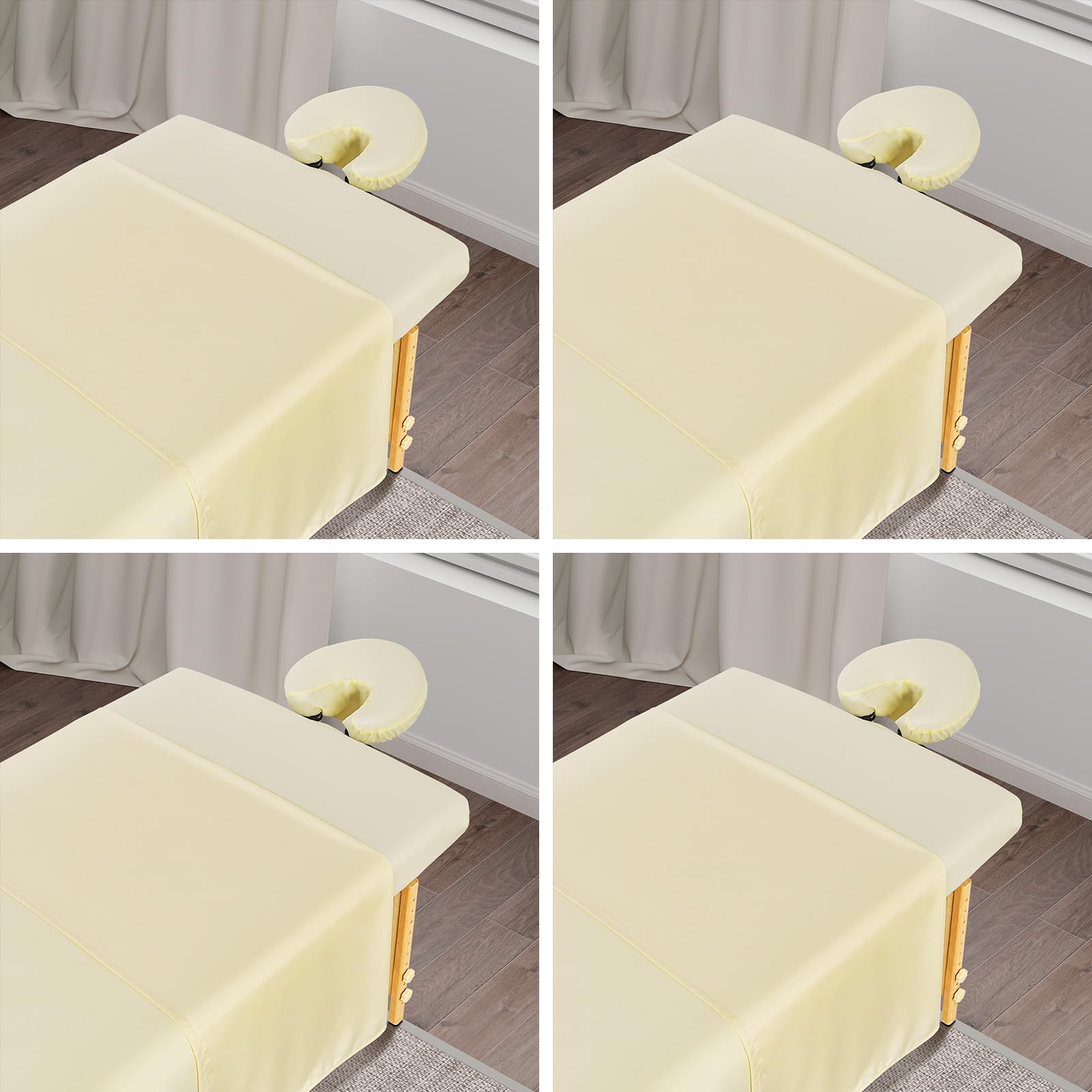Photo 1 of 4 Sets Premium Microfiber Massage Table Sheets Set, 3 Piece Set Soft Massage Table Cover, Ultra-Light Massage Sheets Sets Include Flat Sheet, Fitted Sheet, and Fitted Face Rest Cover, Beige