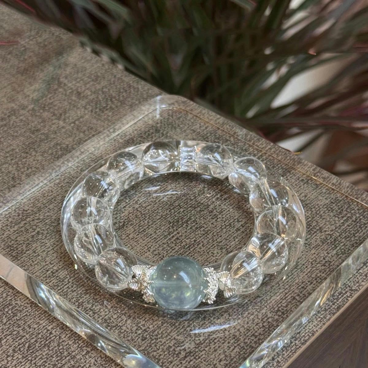 Bracciale Elastico Cristalli Bracciale In Cristallo Di Acquamarina Naturale Bianco Un Regalo Per La Tua Fidanzata 10mm