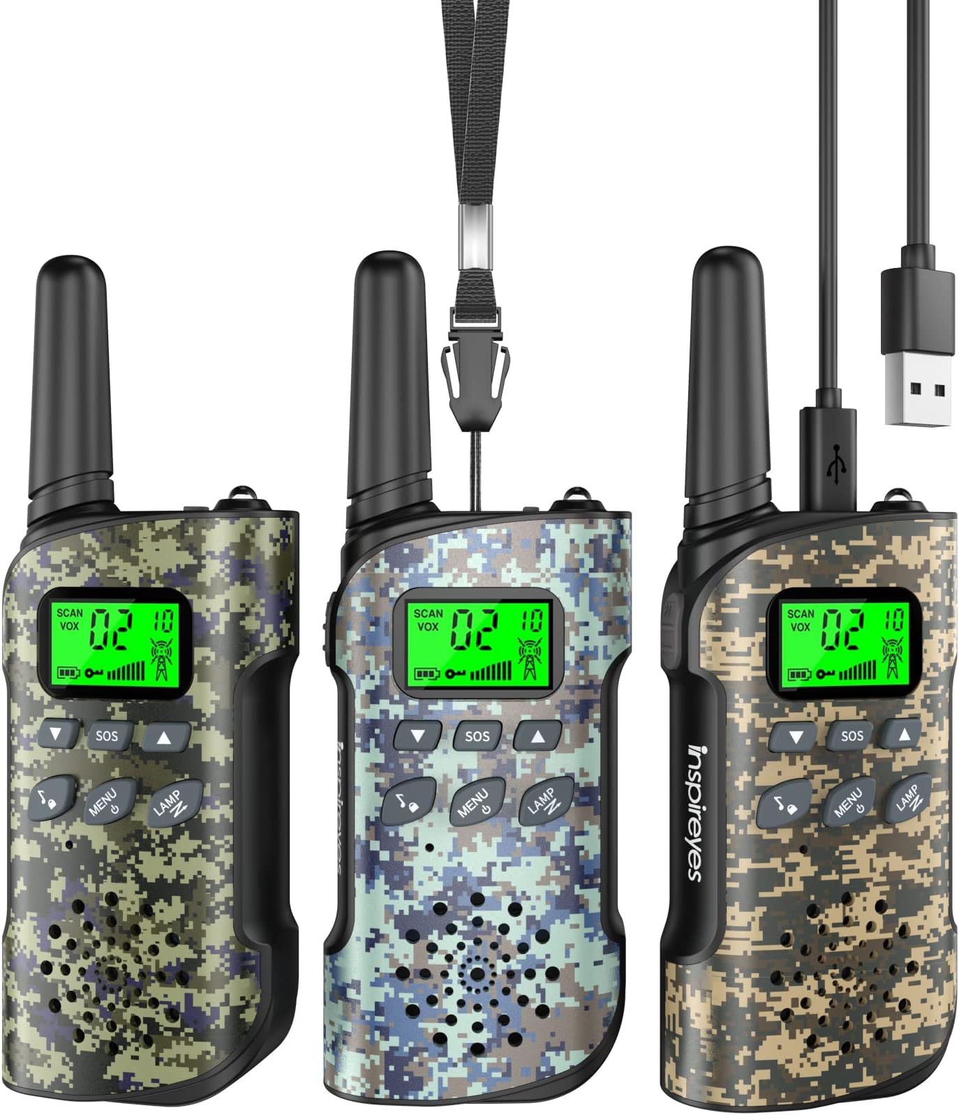 Walkie Talkies for Kids, Rechargeable Long Range 3 Pack, Camouflage Kids Toys for Boys Girls Ages 3-12, 2 Way Radio Toy, Outdoor Adventure Toys, Camping Hiking Gear, Birthday Gifts for Kids