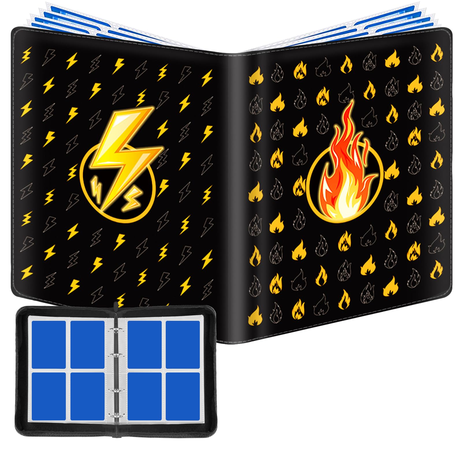 Trading Card Binder 4 Pocket Card Holder, Trading Card Album Binder with 50 Sleeve Portable Card Collector with Zipper Holder Up to 400 Cards