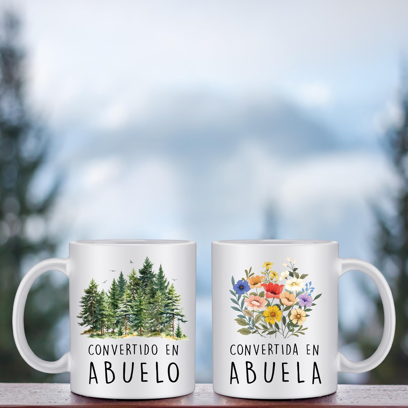 Didaey Juego de 2 tazas de café Promoted to Abuela y Abuelo para nuevos abuelos, regalos por primera vez 2025 para abuela y abuelo, regalos de anuncio de embarazo regalos de Navidad para nuevos