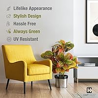 Vista 6 de Fencer Wire Árbol de croton topiario artificial de 30 pulgadas, plantas artificiales resistentes a los rayos UV, arbustos y arbustos sintéticos