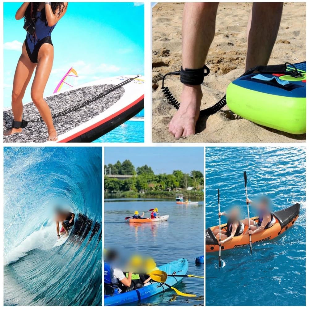 2 pezzi Leash Sup Board da 10 ft in TPU Paddle Leash con passante per i piedi, Surfboard Leash, Surf Leash, Surfboard di sicurezza, Sup Kayak, guinzaglio di sicurezza per il surf