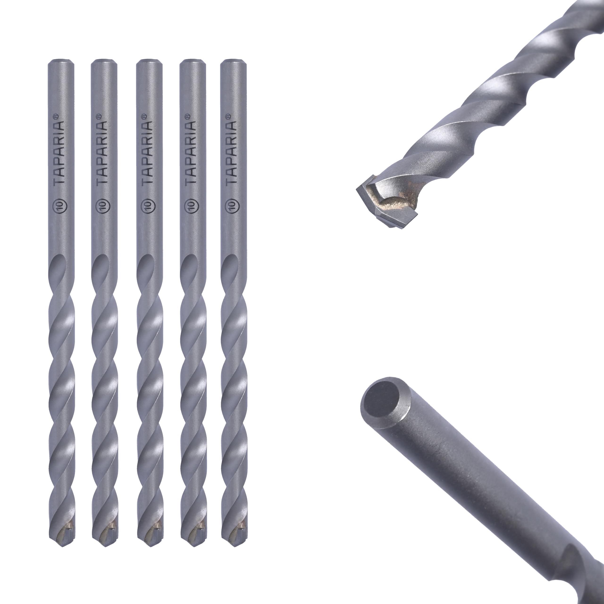 TAPARIA 10 mm Flat Tip Plus Masonry Drill Bit for Concrete Drilling (MD10150_P5, 10x90x150 mm, PACK OF 5)-Spiral Flute Type-Home, DIY, Professional Brick, Wall-image-24