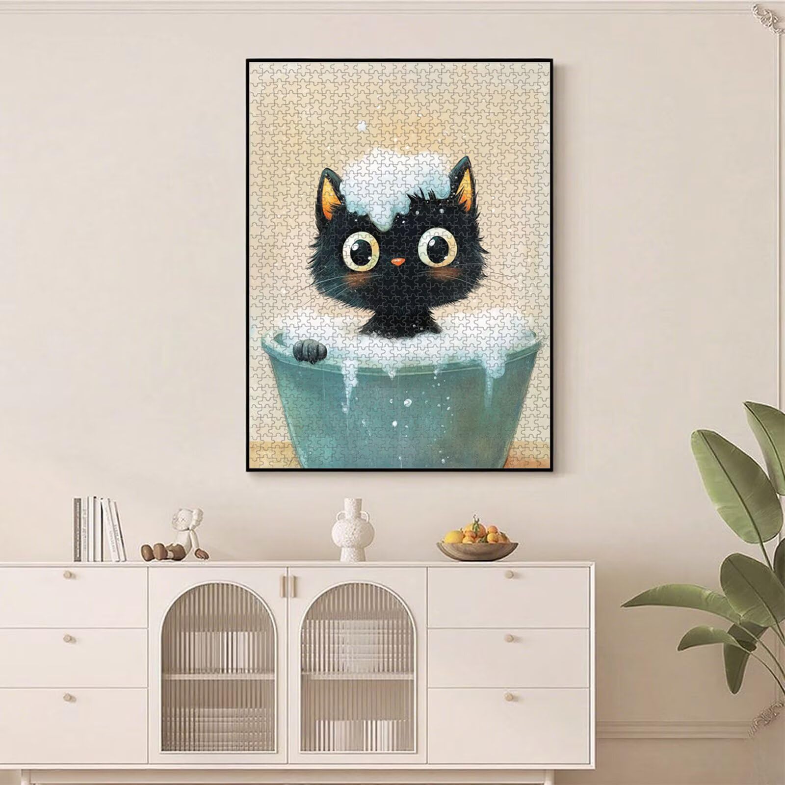 1000 elementów, puzzle dla dorosłych, kot i karykatura drewniane puzzle 1T#2507