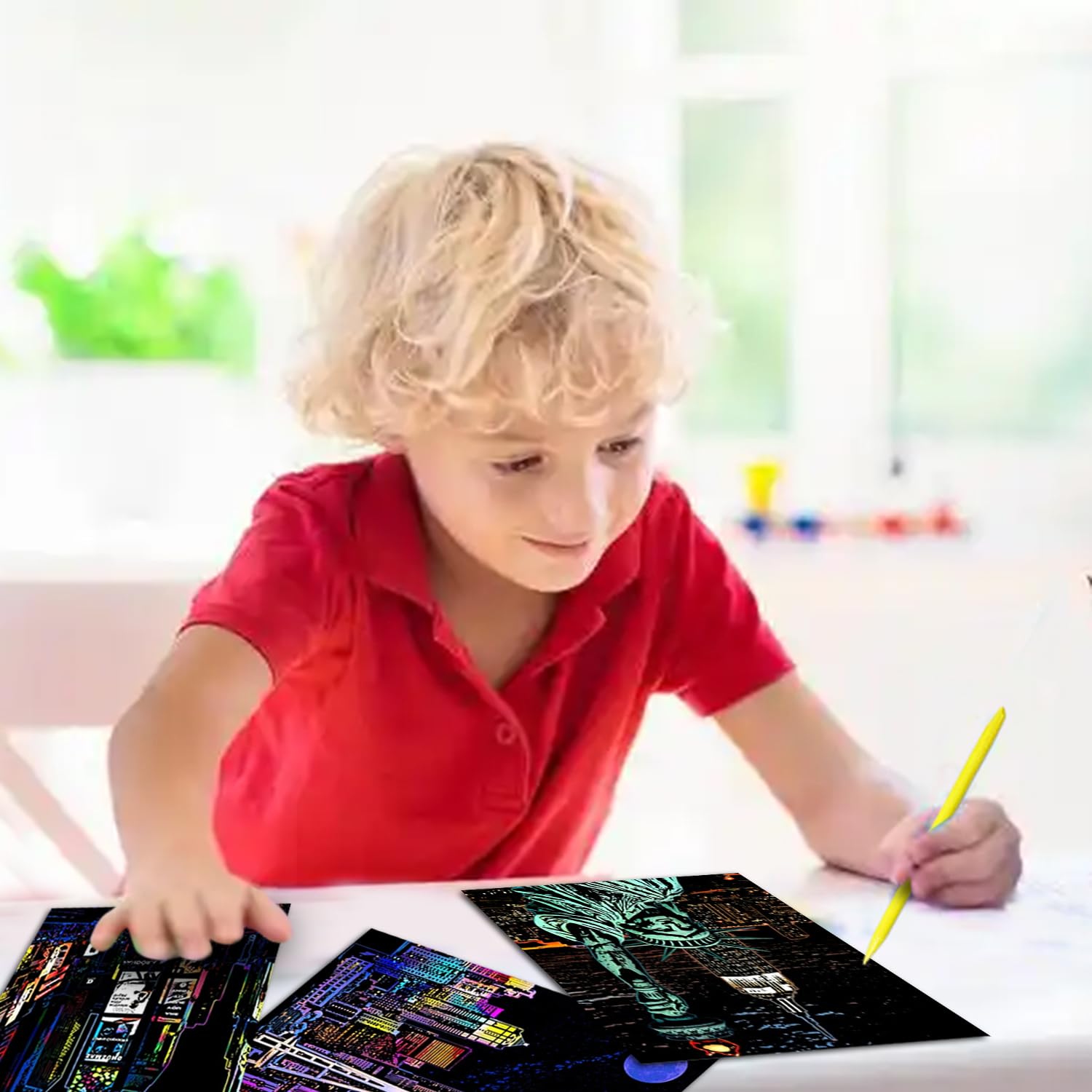 Georgie Porgy Zestaw obrazków do zdrapywania dla dzieci i dorosłych, Magic Rainbow Scratch Art, papier do zdrapywania na Boże Narodzenie, prezent urodzinowy z zestawem narzędzi do zdrapywania (A5