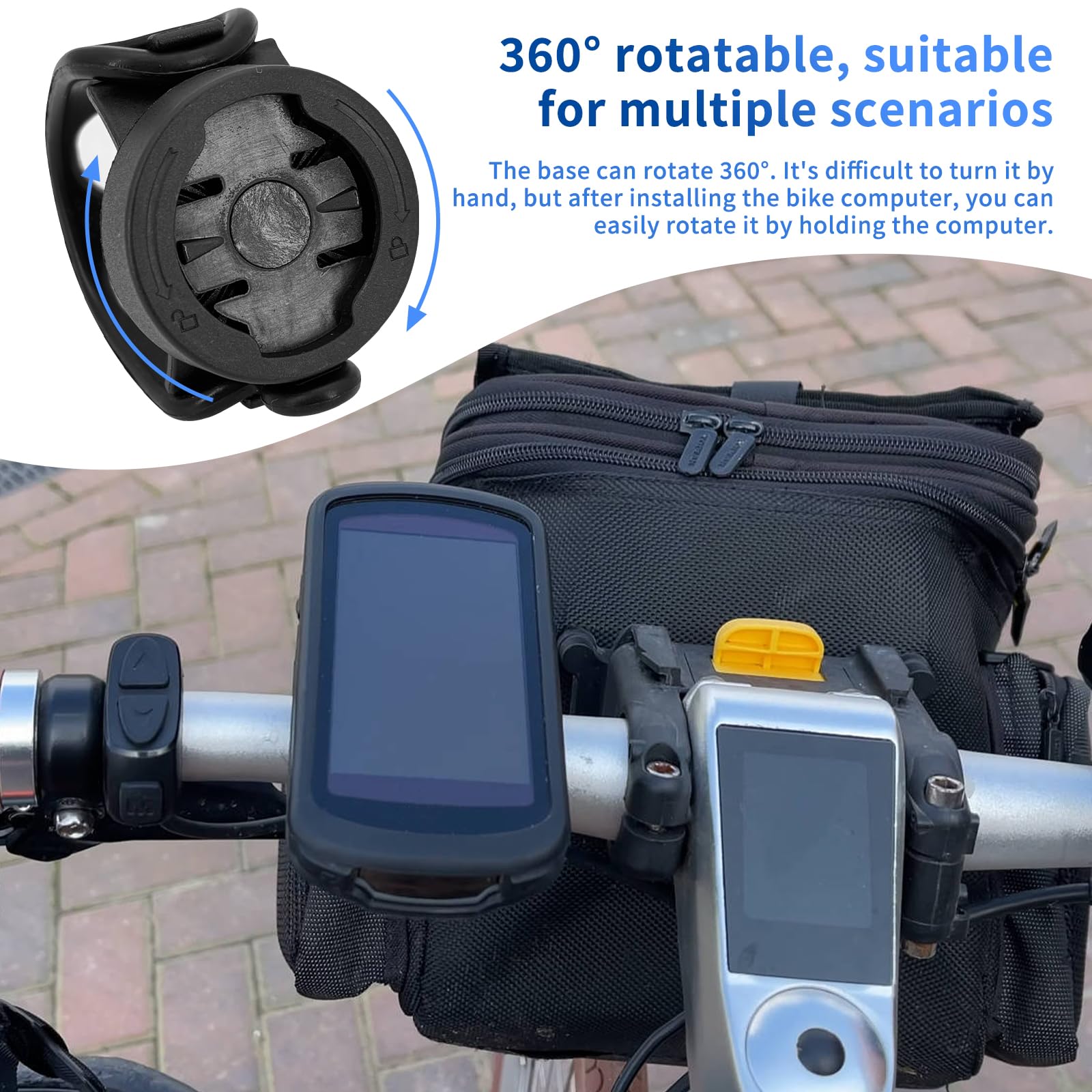 Obracany o 360° uchwyt na komputer rowerowy do Garmin – uchwyt rowerowy na wspornik rowerowy, uchwyt na tylne światło i tachometr do Garmin Edge, Varia, uchwyt rowerowy do rowerów wyścigowych i MTB