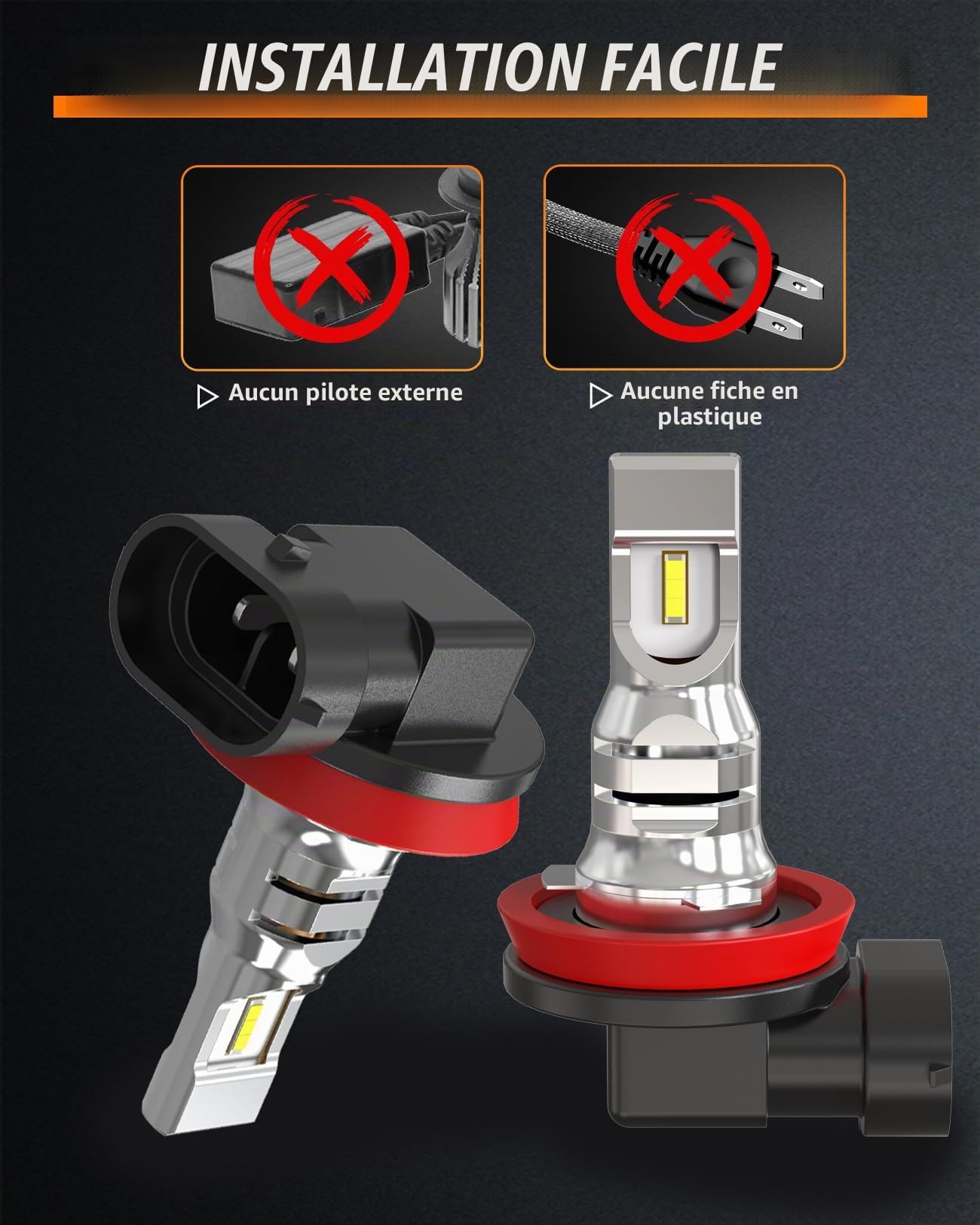 Ampoule H11 LED Antibrouillard H8 H9 H16 1:1 Mini Taille Remplacer Halogène pour Voiture LED Feux de Brouillard DRL Feux de Jour 6500K Blanc