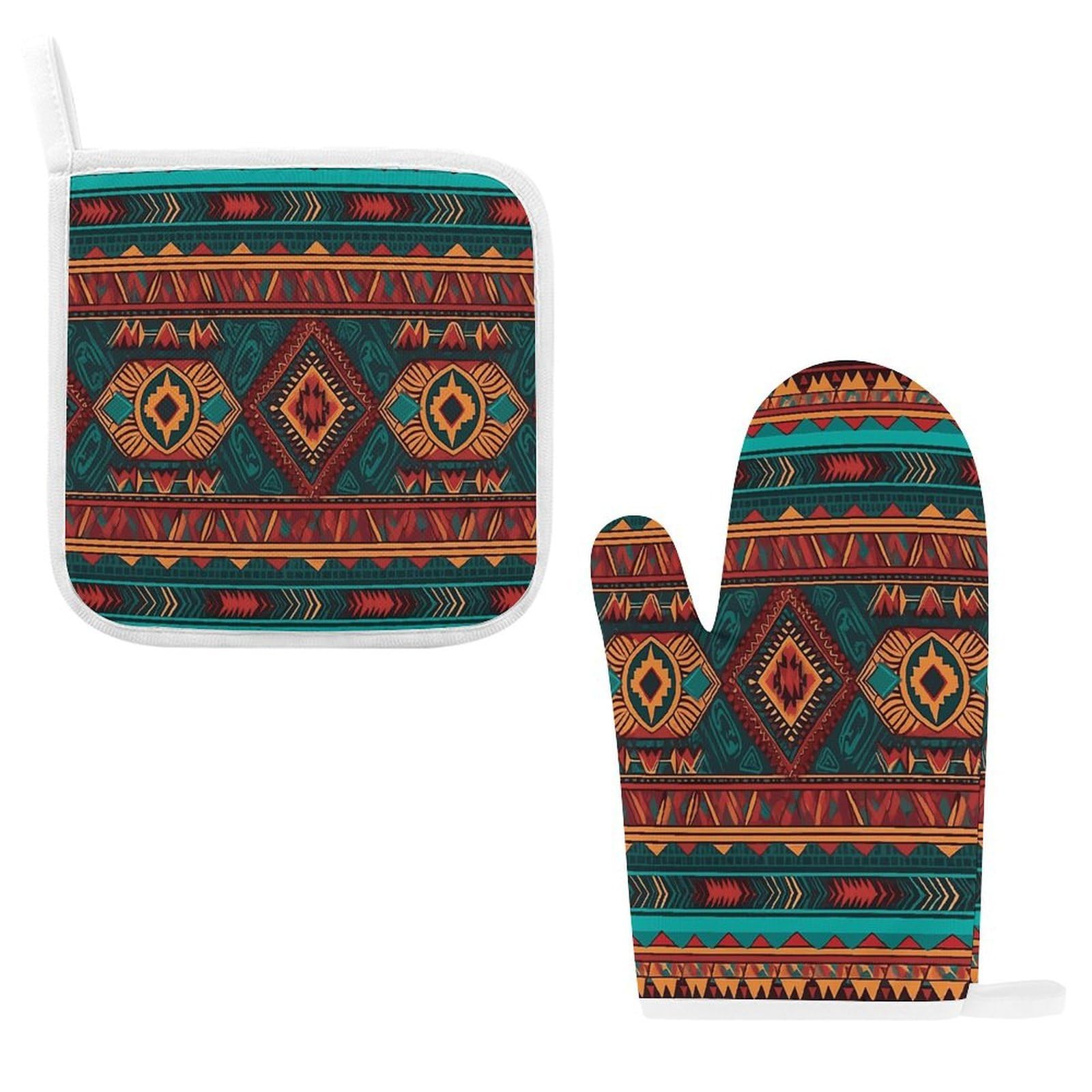 Fodpand Style Ethnic Geometric Pattern Oven Mitts And Pot Holders Sets