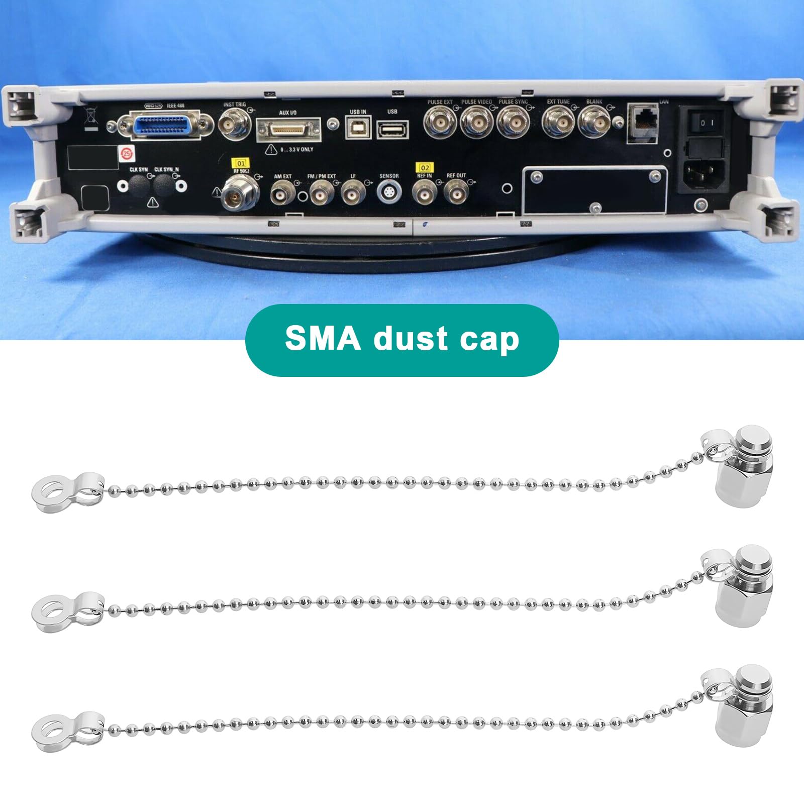 VGOL 5pcs Plated Brass SMA Protective Dust Caps with Chain for SMA Female Jack Adapter Connectors SMA Protective Caps Dust Caps - Image 3