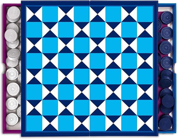 Galison Jonathan Adler 2-in-1 Travel Game Set, Checkers and Backgammon Perfect for Game Night Chic, Portable Travel Board Games Featuring Jonathan Adler Designs Great Gift Idea