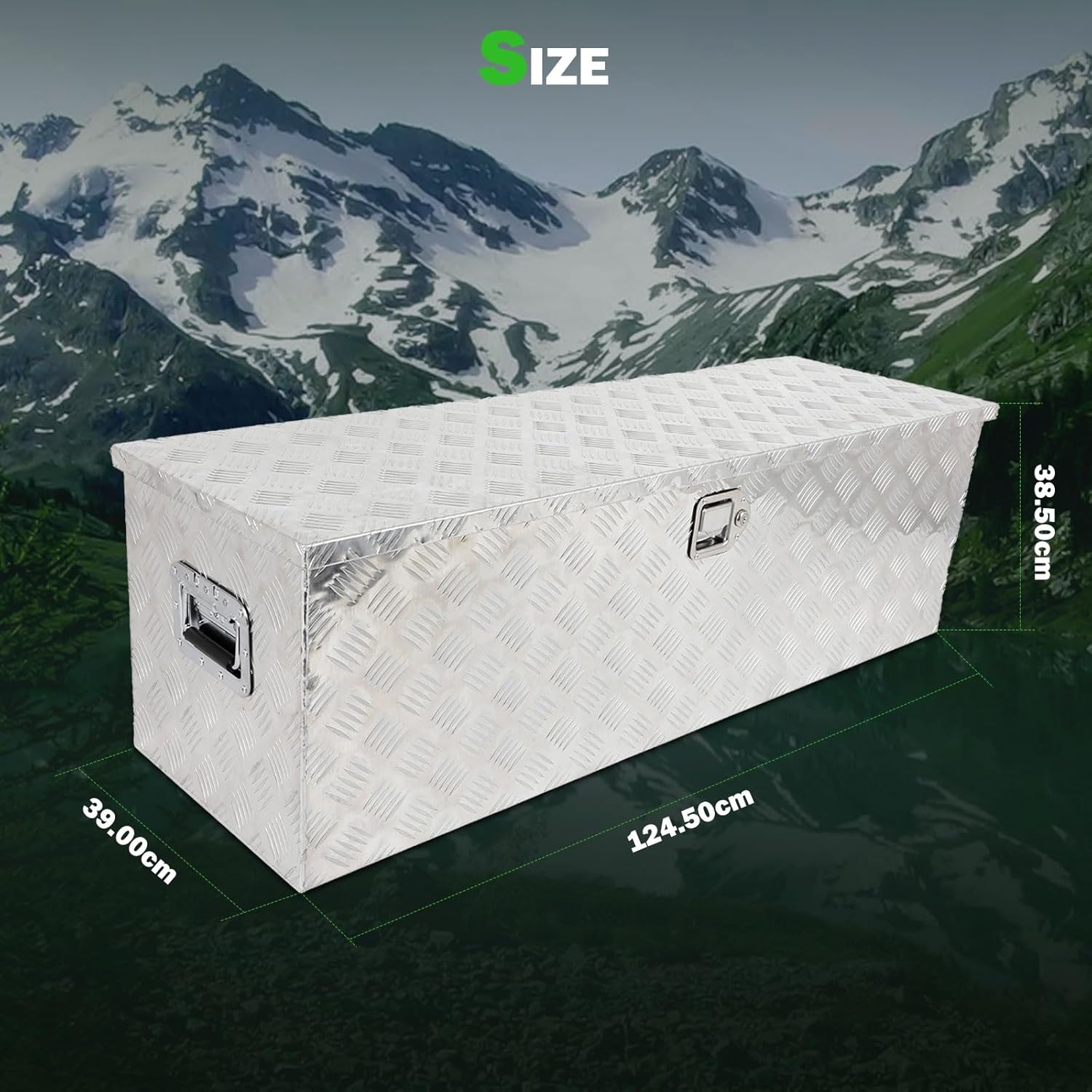 SCITOO 49 Inch Aluminum Diamond Plate Truck Bed Tool Box,Heavy Duty Crossover Storage for Most Full Size Pickups,Lockable Weatherproof Chest,Fits 49" Truck Beds,Easy Access to Load and Unload