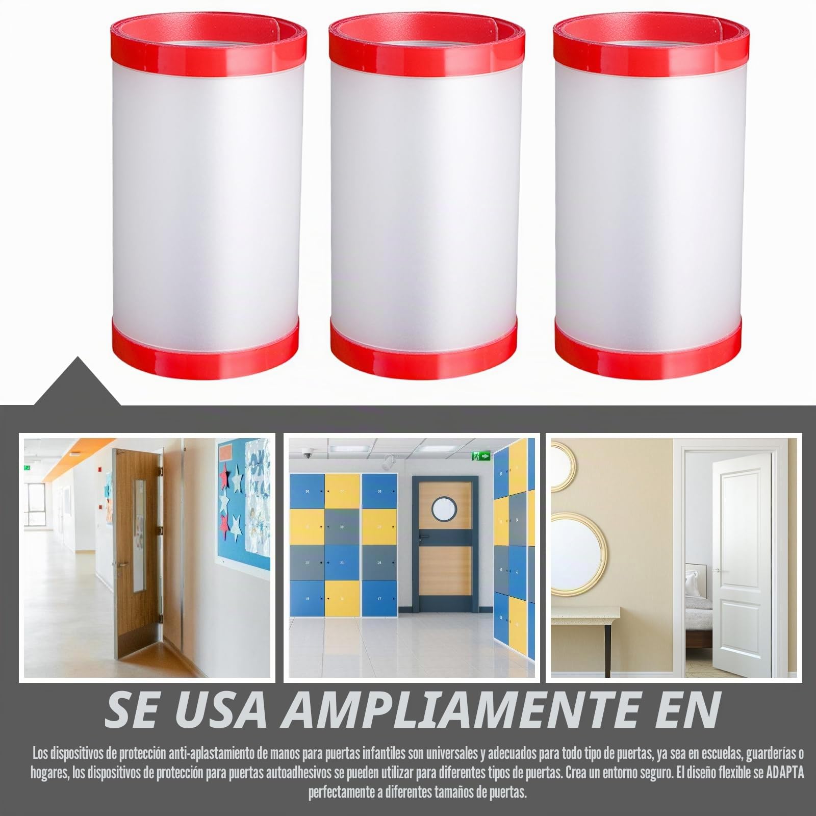 Protector de Dedos para Puerta para Niños: 3 Rollos de Protector de Clip para Dedos de Puerta Autoadhesivo, Protector de Clip para Dedo de Puerta Transparente Mate, para Guarderías, 120x17cm