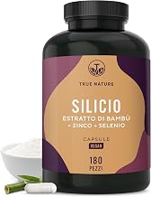 Capsule di Silicio - 180 Capsule per 6 Mesi - Alto Dosaggio - Con Zinco & Selenio - Silicio Organico ad Alto Dosaggio da Estratto di Bambù Indiano - 643 mg - Vegano - TRUE NATURE