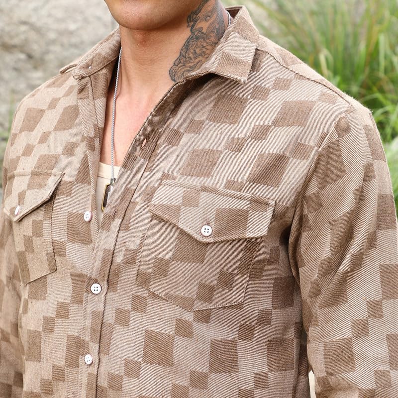 Image of CAHOOT Men's Solid Utility Shirt | Casual Wear | Spread Collar | Long Sleeve | Button Closure | Shirt Crafted with Comfort Fit for Everyday Wear