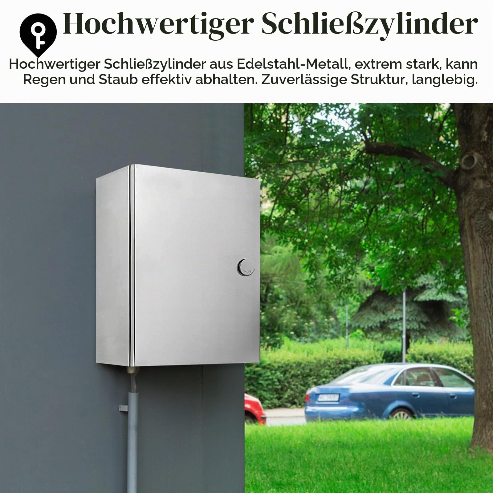 Edelstahl Schaltschrankl, Wetterfester Schaltkasten 304 Edelstahl Wandmontiert Elektroverteiler Hausanschlusskasten Metall-Anschlusskasten Isoliermontageplatte mit Schloss (40x30x16)