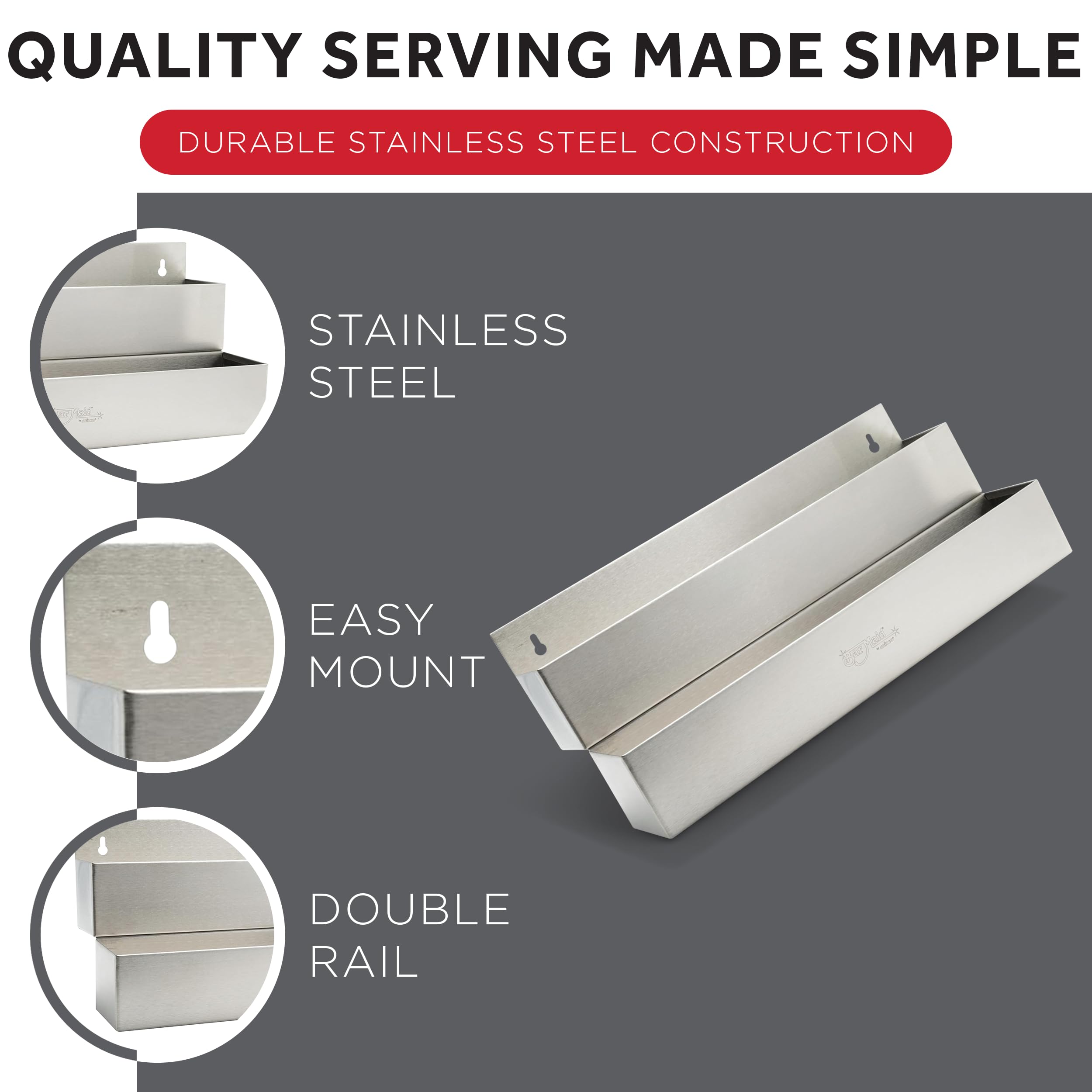 Winco Double Speed Rail - 22 Inch Stainless Steel -4