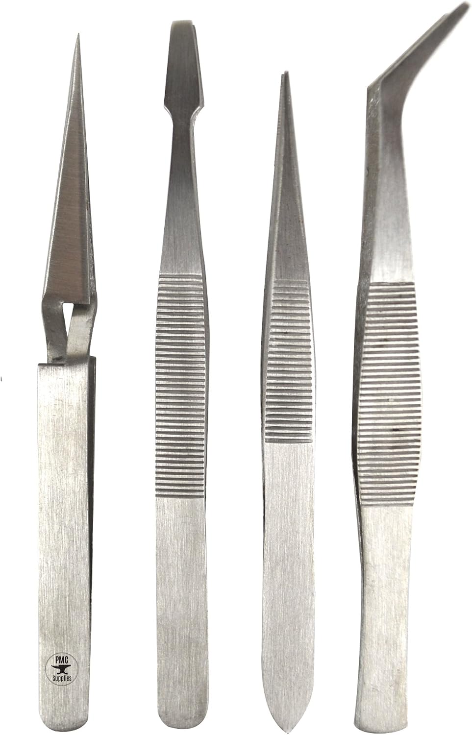 4-Piece Stainless Steel All-purpose Tweezer Set