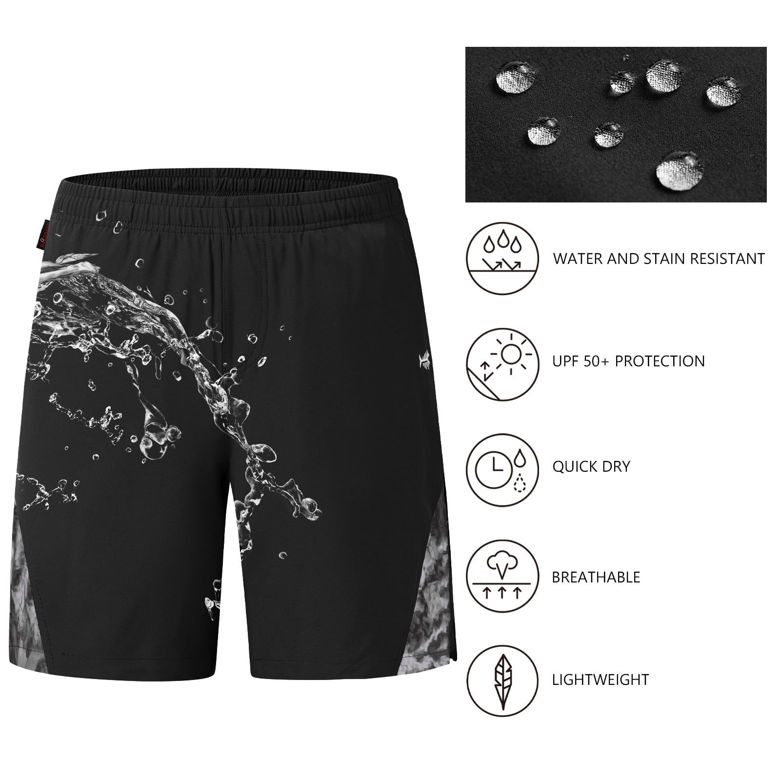 Bassdash Homme Short de Sport 7 Pouces Short Randonnée Léger Imperméable et Sport Séchage Rapide avec Poches Zippées Shorts FP06M