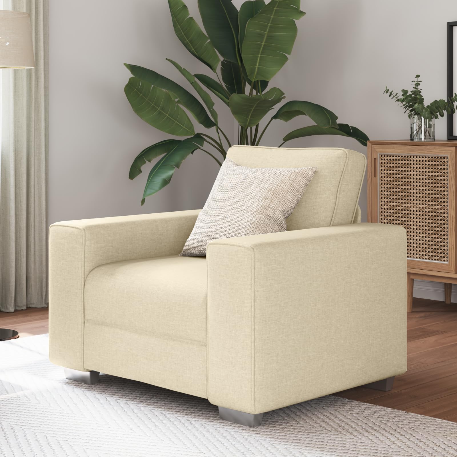 Elegant gepolsterter Sessel mit verstellbaren Armlehnen und abnehmbarem Bezug für Wohnzimmer und Warteraum, strapazierfähiges Polyester mit Holzrahmen, Moderne Einrichtung