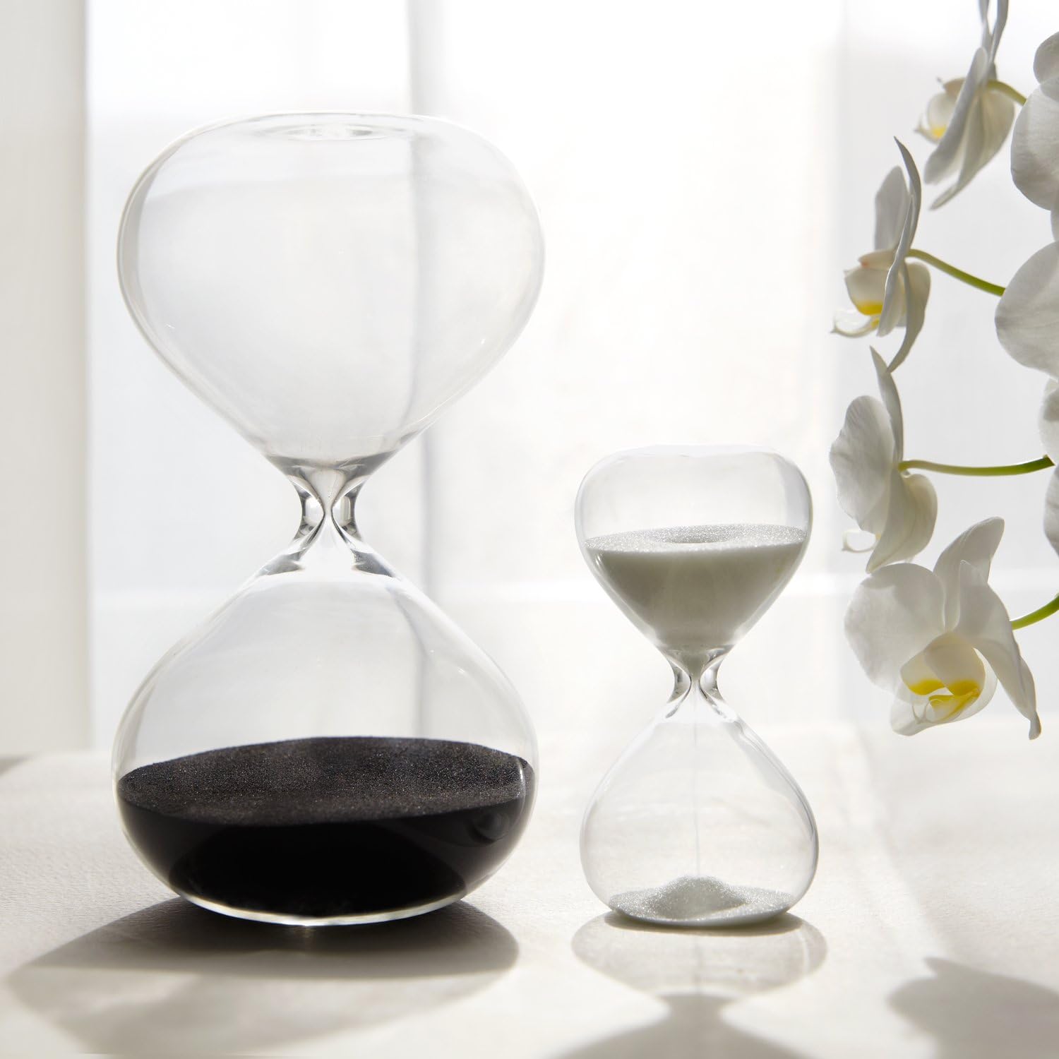 30 & 5 Minute Gravity Hourglasses - Time Management Set - Deep Black & Snow White