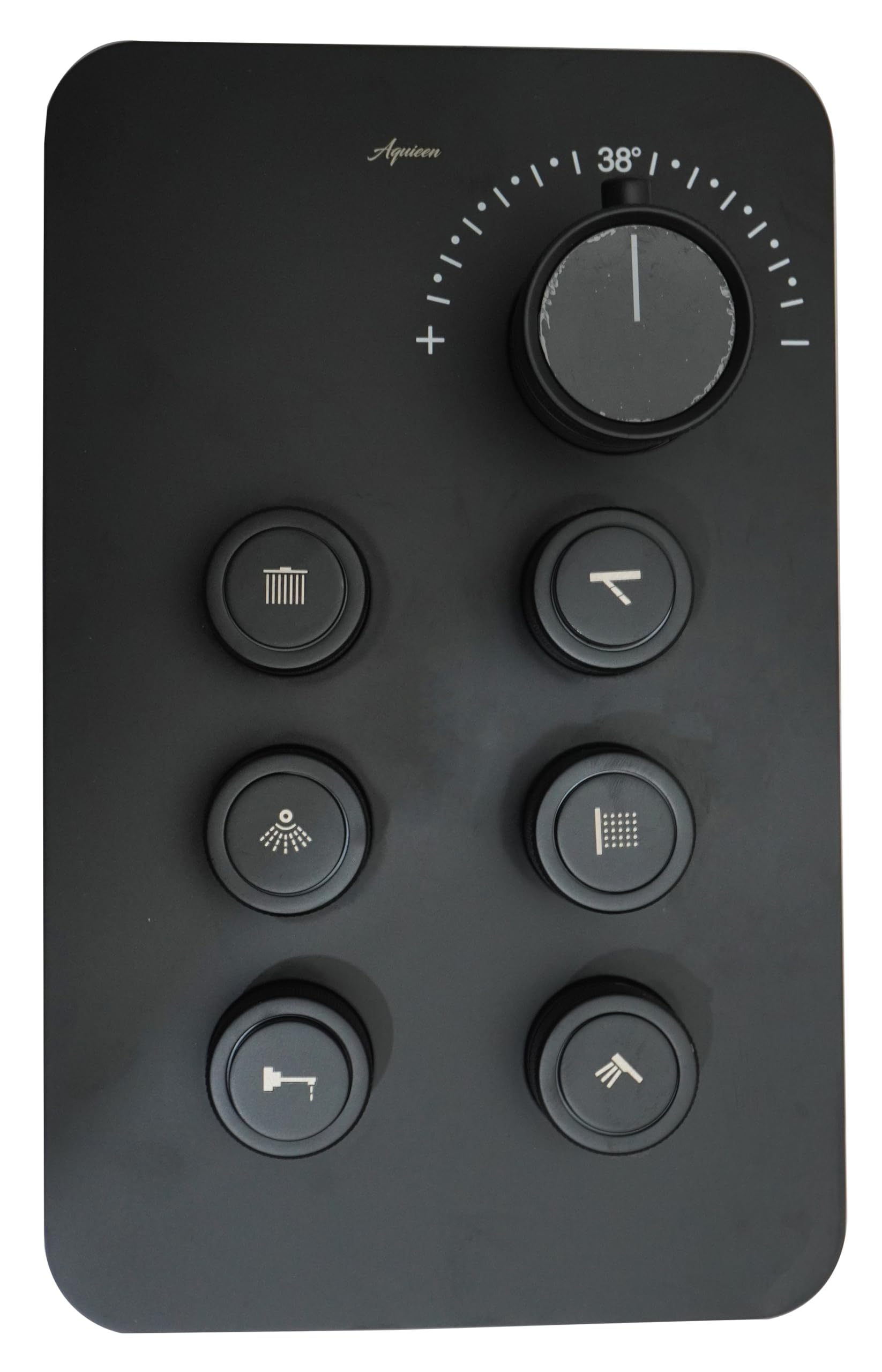Aquieen Thermostatic Diverter with Push Button & Flow Control (Matt Black, 6 Way) 4